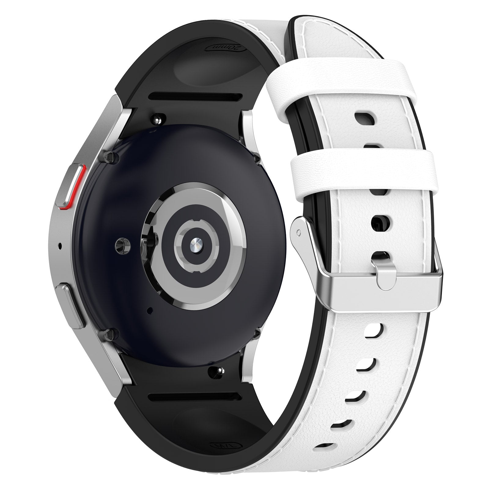 SGW Watch Band for Samsung Galaxy Watch6 Watch6 Classic Watch 5 Watch 5 Pro Watch4 Watch4 Classic PU Leather Coated Silicone Wrist Strap with Silver Buckle SGW Watch Band for Samsung Galaxy Watch6 Watch6 Classic Watch 5 Watch 5 Pro Watch4 Watch4 Classic PU Leather Coated Silicone Wrist Strap with Silver Buckle